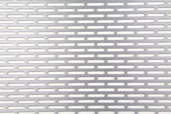 A perforated stainless steel sheets with staggered round end slot holes